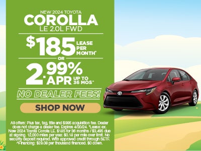New 2024 Toyota Corolla LE 2.0L FWD - $185 lease per month or 2.99% Apr up to 36mos
