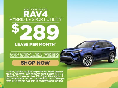 New 2024 Toyota RAV4 Hybrid LE sport utility $289 lease per month